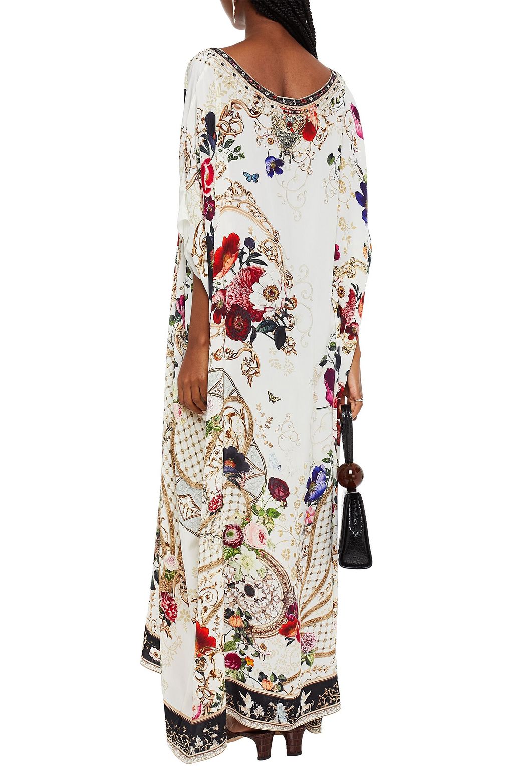 CAMILLA Crystal-embellished floral-print silk crepe de chine kaftan