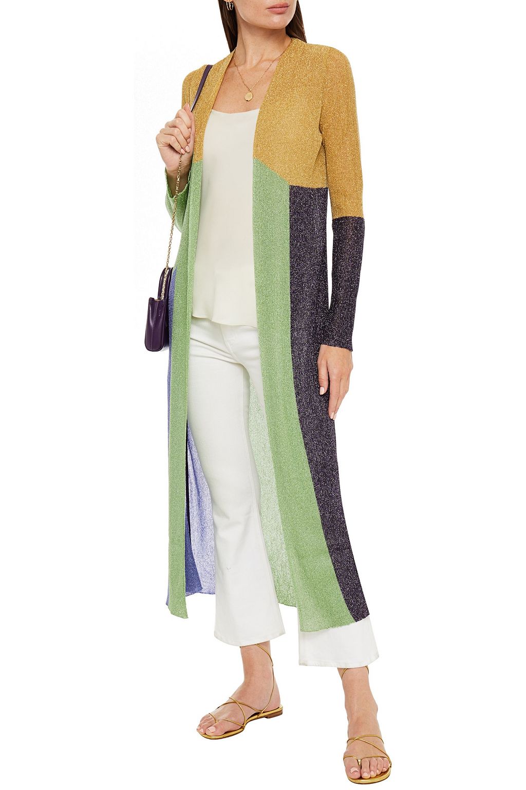 M MISSONI Metallic color-block crochet-knit cardigan