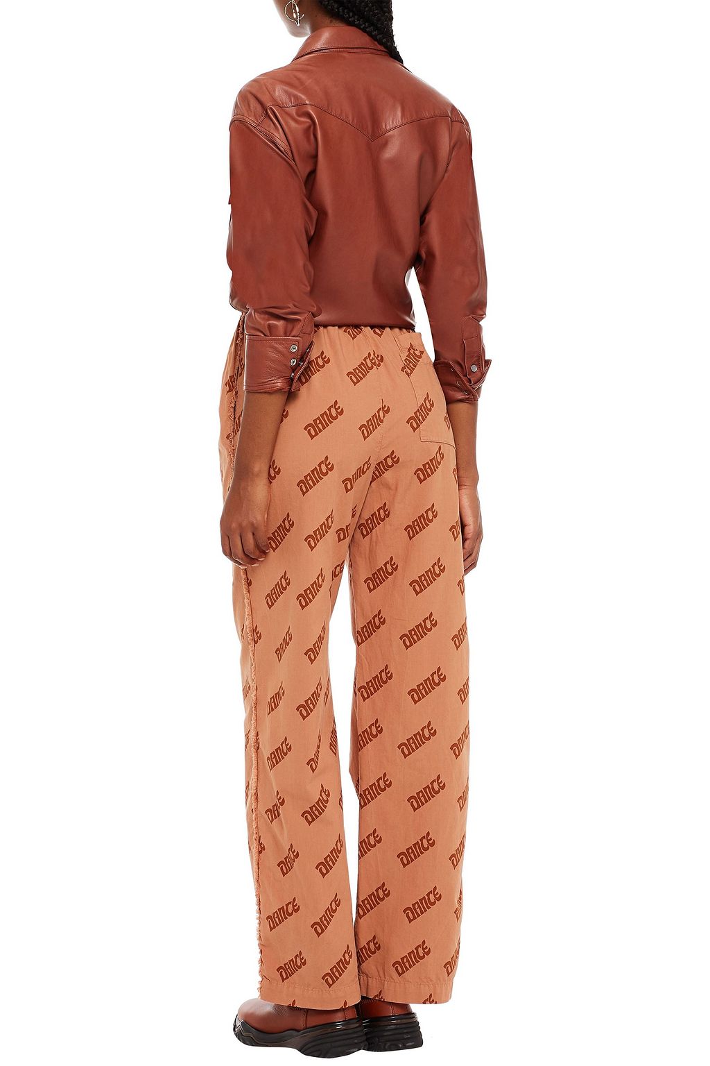 ACNE STUDIOS Gathered printed cotton wide-leg pants