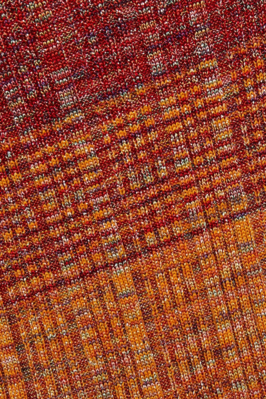 MISSONI Midi-Strickkleid in Häkeloptik aus einer Wollmischung mit asymmetrischer Schulterpartie und Metallic-Effekt