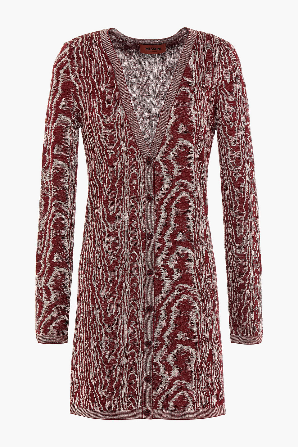 Missoni Woman Metallic Crochet-knit Cardigan Merlot Size 42