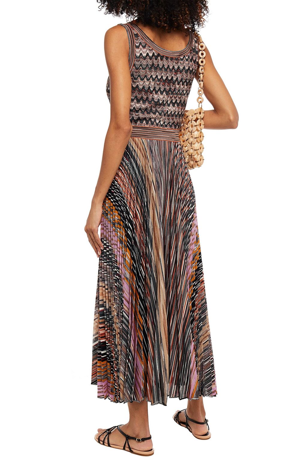 MISSONI Pleated crochet-knit midi dress