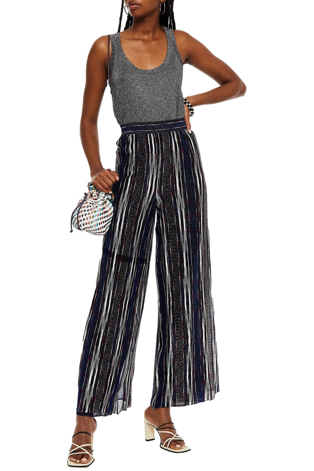 MISSONI Metallic knitted wide-leg pants