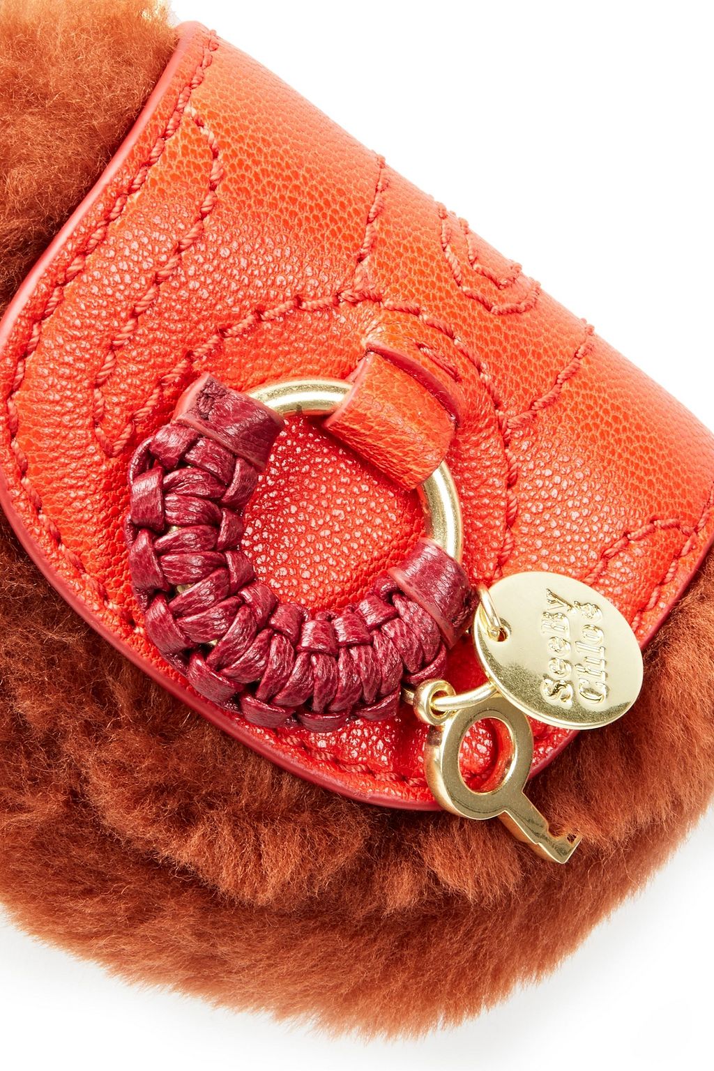SEE BY CHLOÉ Hana leather-trimmed shearling coin purse