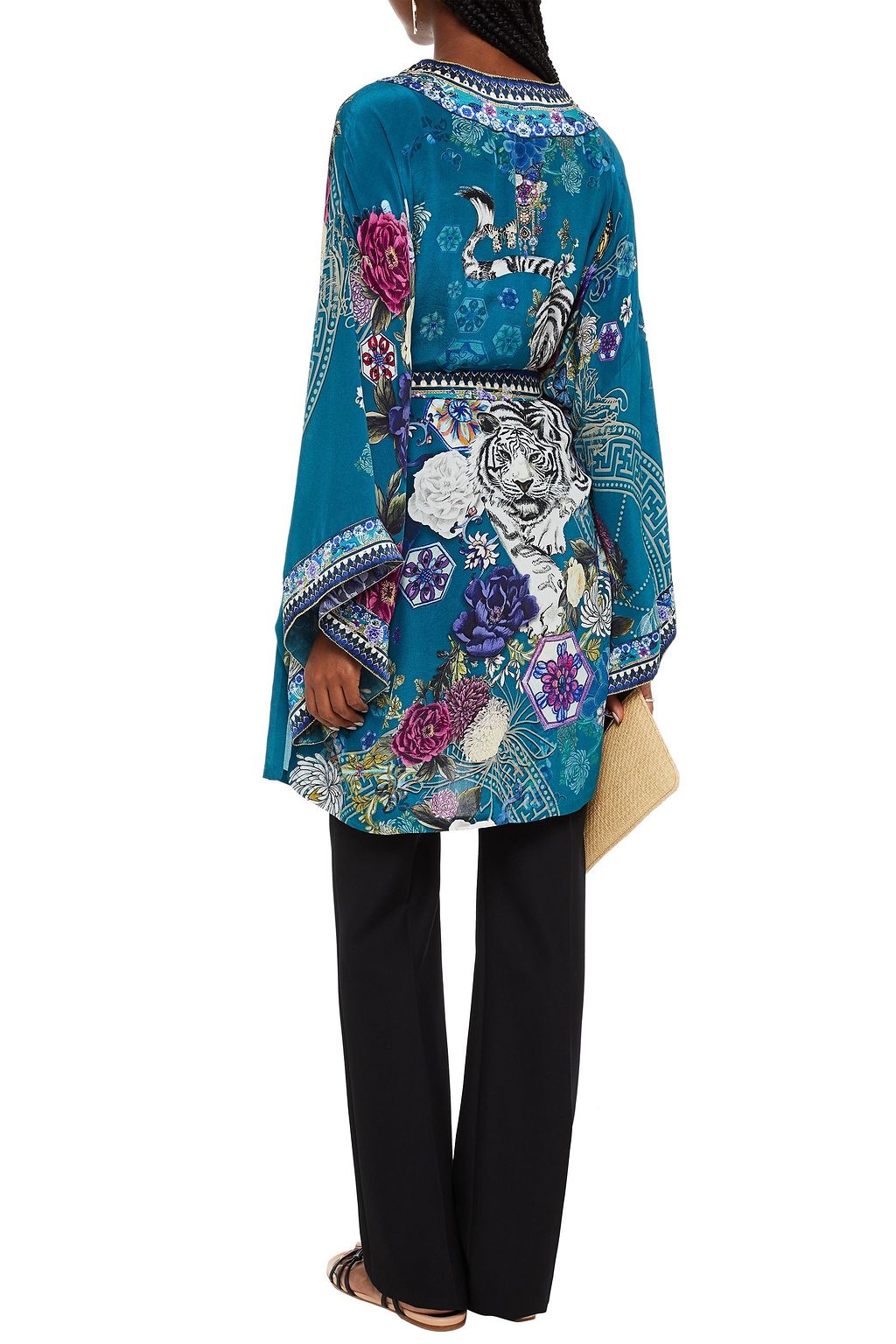 CAMILLA Crystal-embellished printed silk crepe de chine kimono