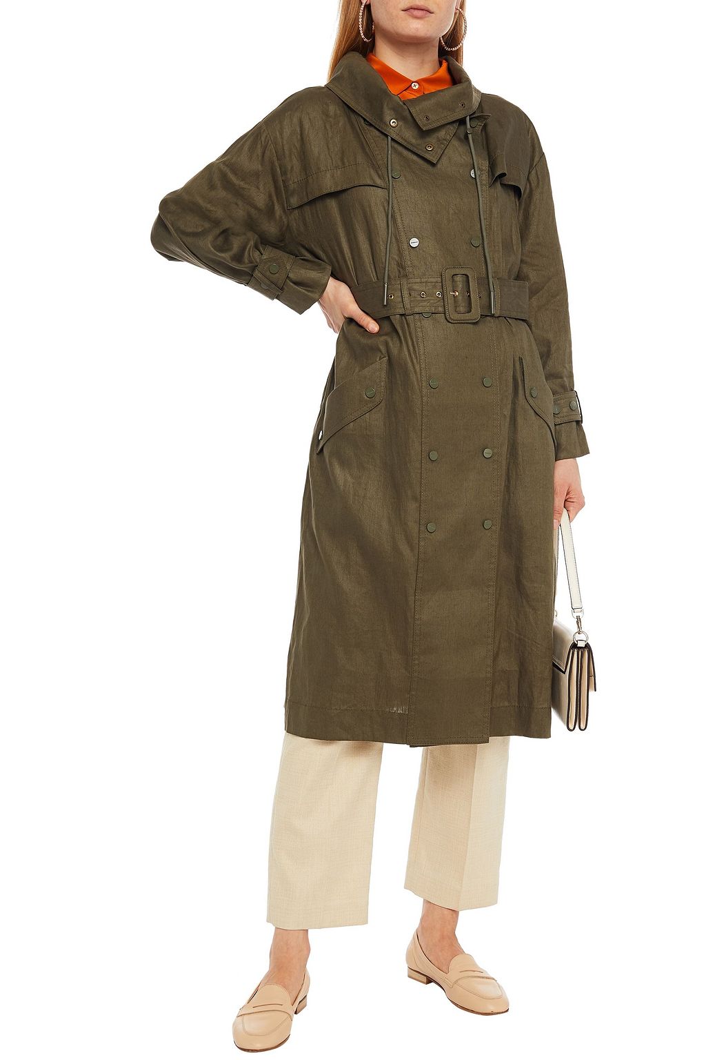ZIMMERMANN Double-breasted linen hooded trench coat