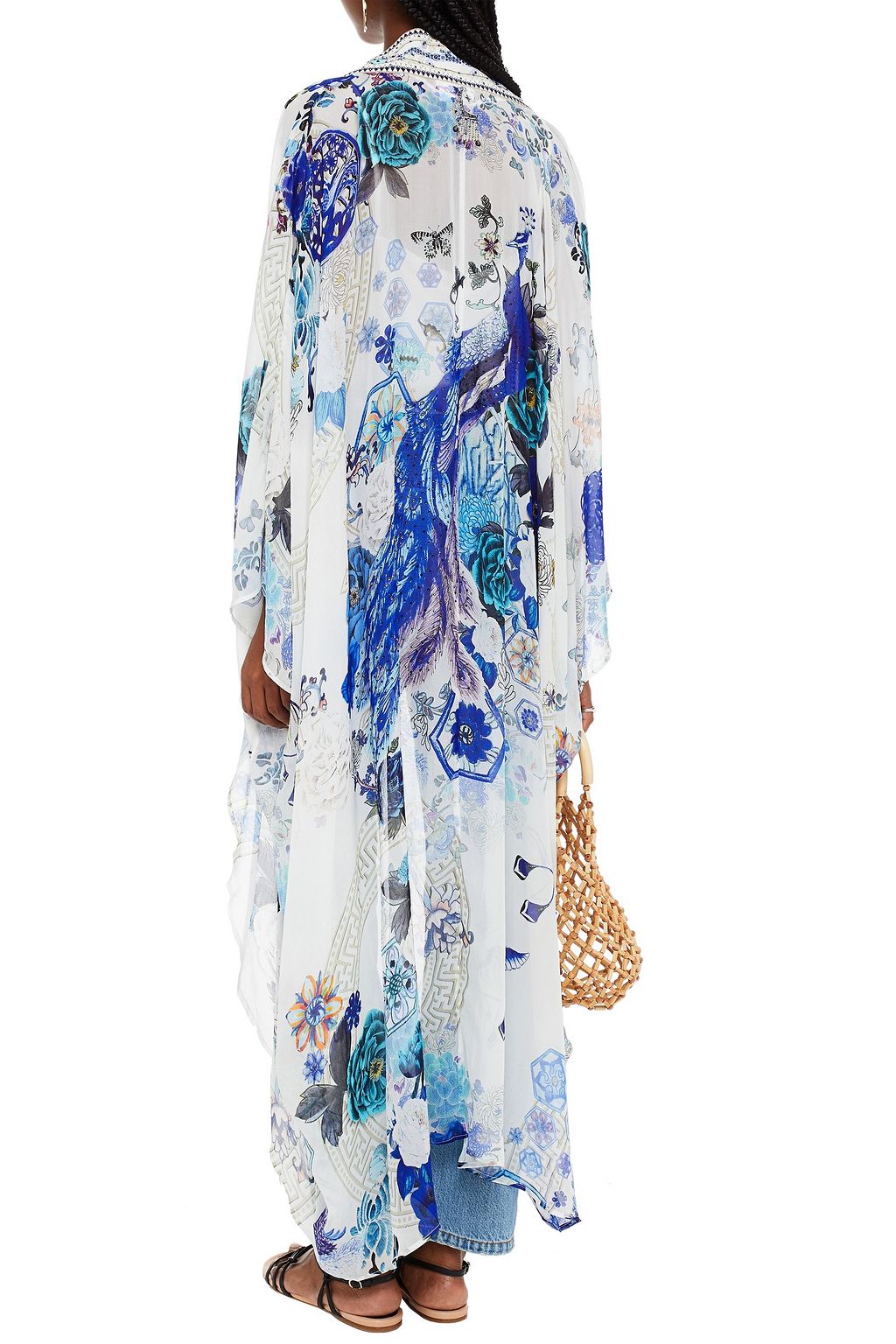 CAMILLA Crystal-embellished printed silk-chiffon kimono
