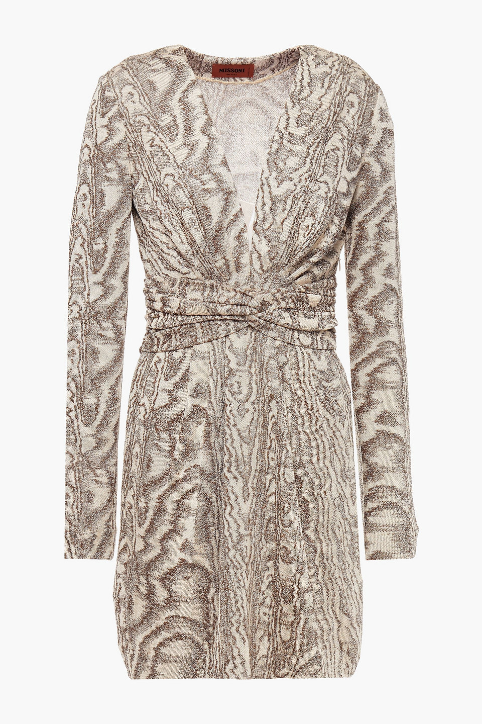 missoni - twist-front metallic crochet-knit mini dress - neutral - it 42