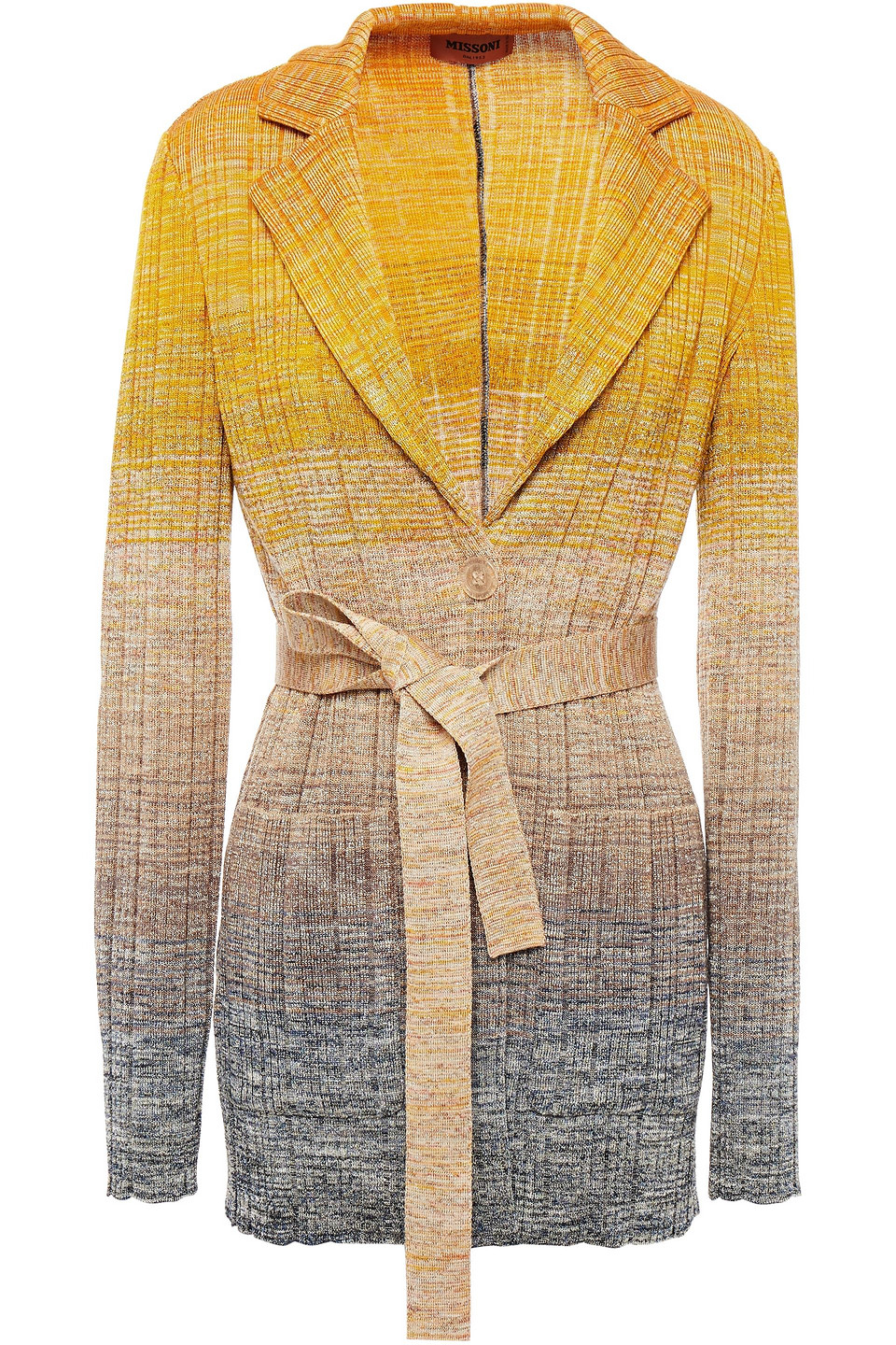 Missoni Woman Dégradé Metallic Crochet-knit Wool-blend Blazer Saffron Size 40