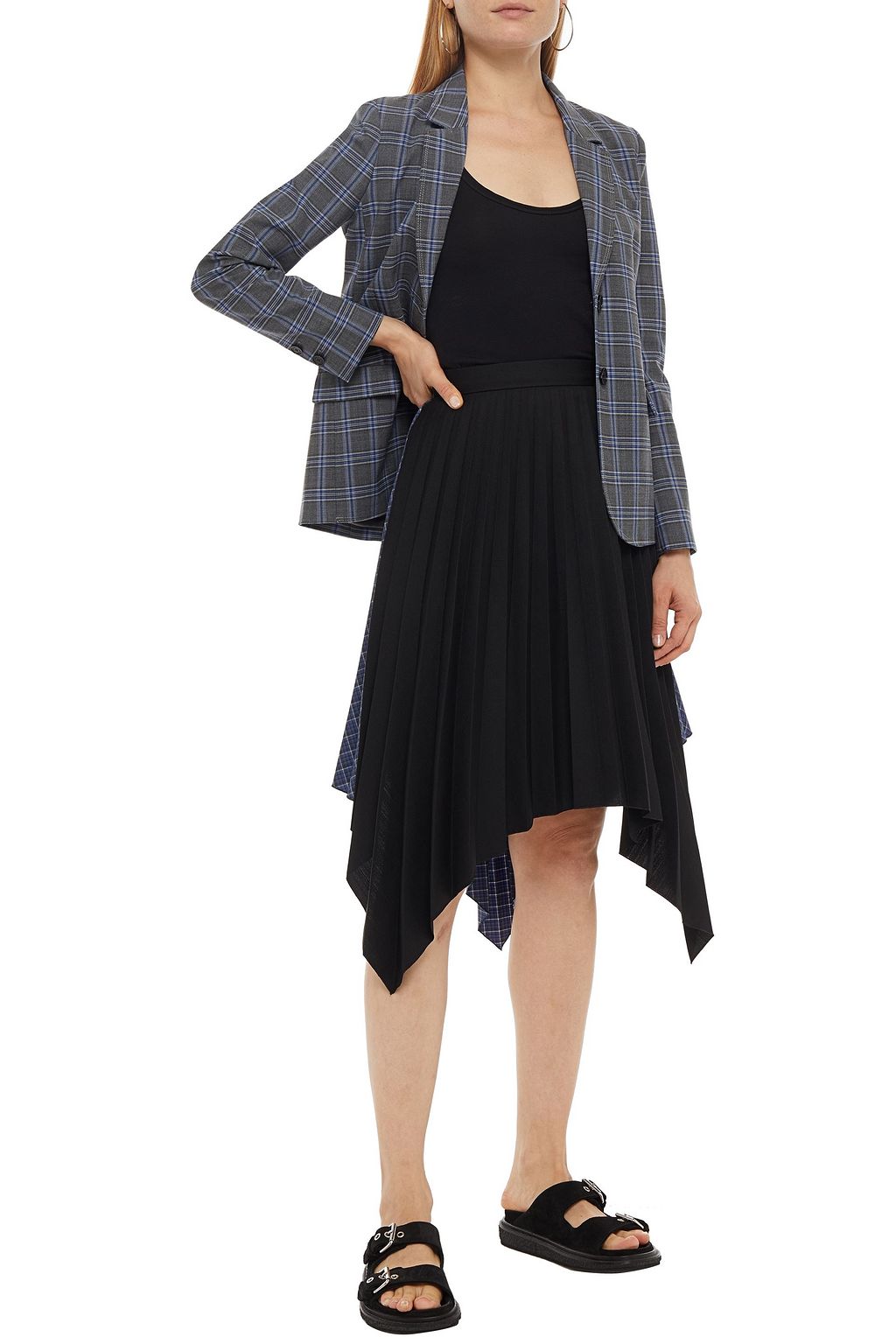 ACNE STUDIOS Asymmetric pleated paneled woven skirt