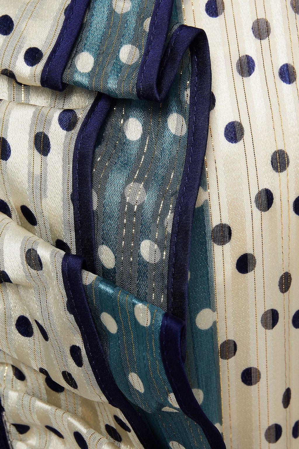 ZIMMERMANN Gestuftes Midikleid aus Jacquard aus einer Seidenmischung mit Polka-Dots in Metallic-Optik