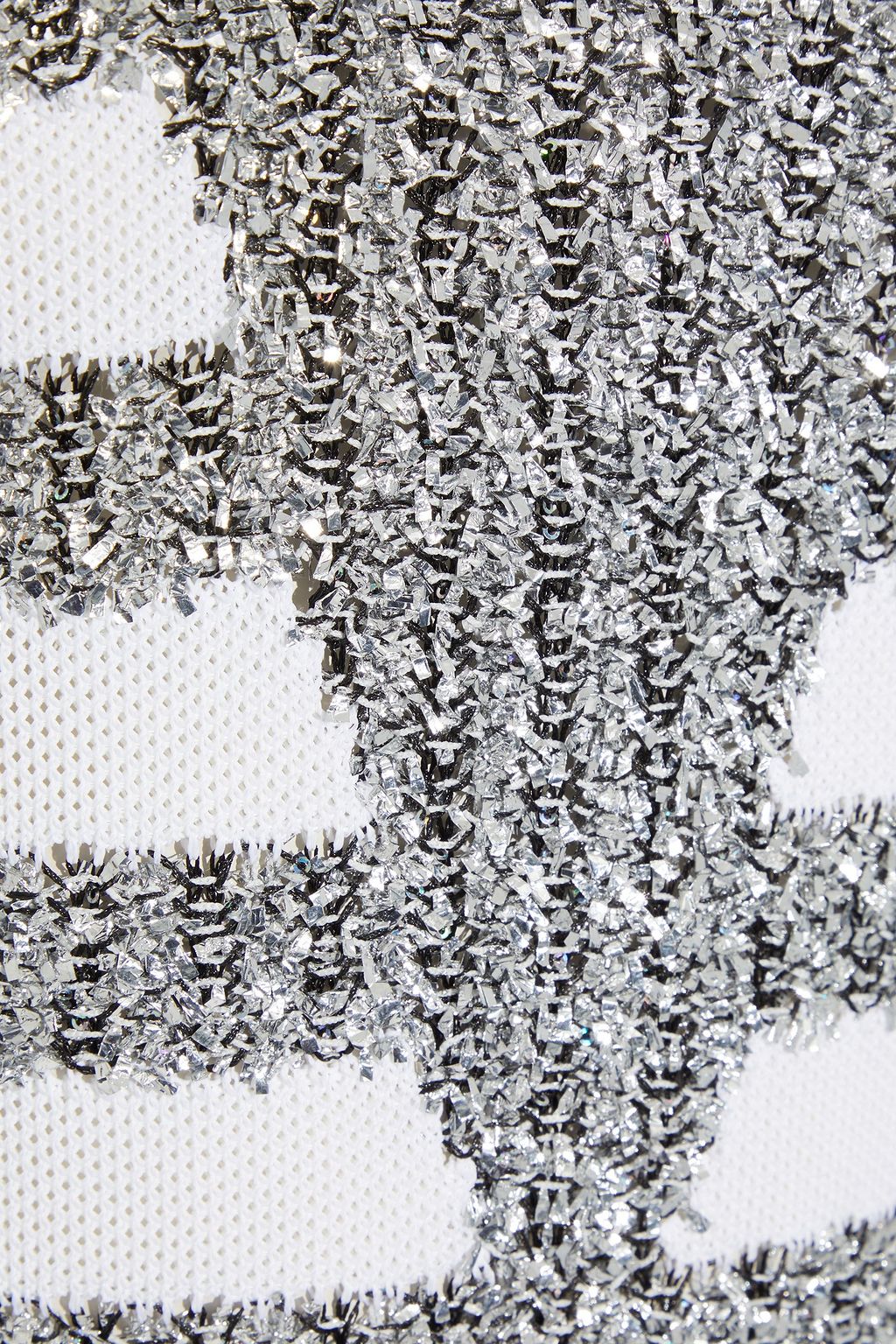 BALMAIN Striped tinsel and open-knit mini dress
