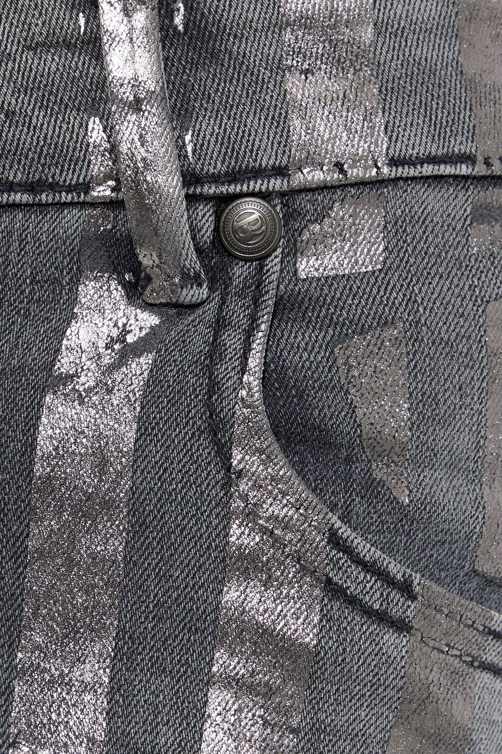 PIERRE BALMAIN Metallic striped low-rise skinny jeans