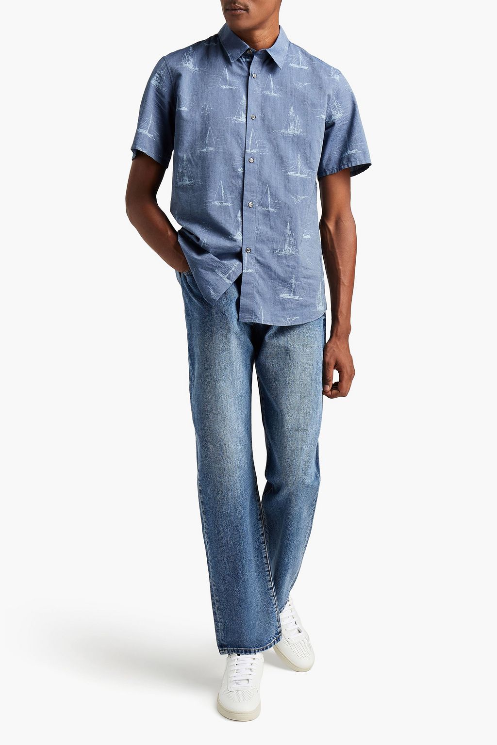 A.P.C. Bedrucktes Hemd aus Baumwoll-Chambray