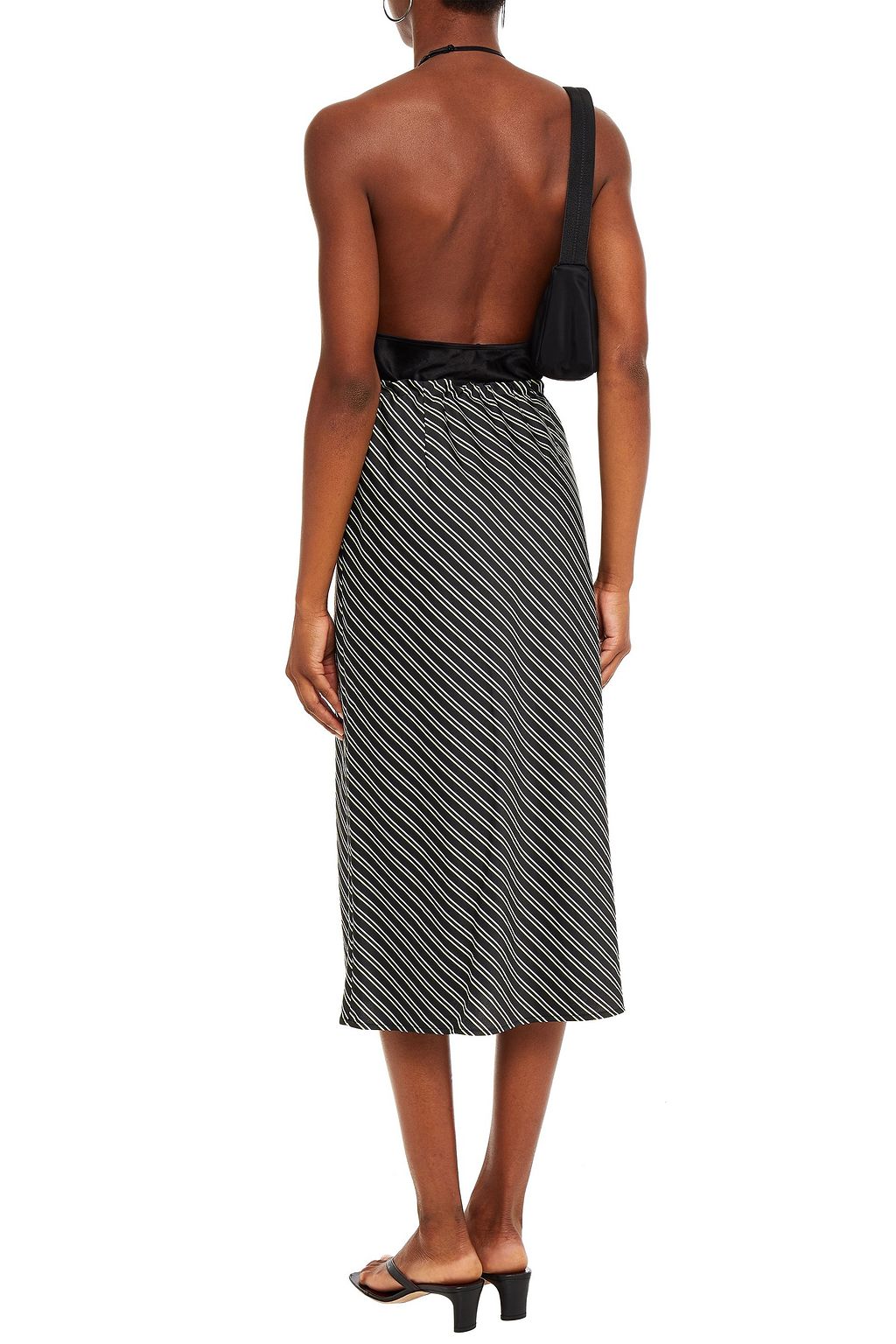 ALEXANDERWANG.T Striped satin-crepe midi skirt
