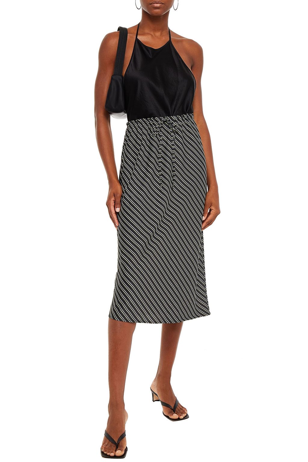 ALEXANDERWANG.T Striped satin-crepe midi skirt