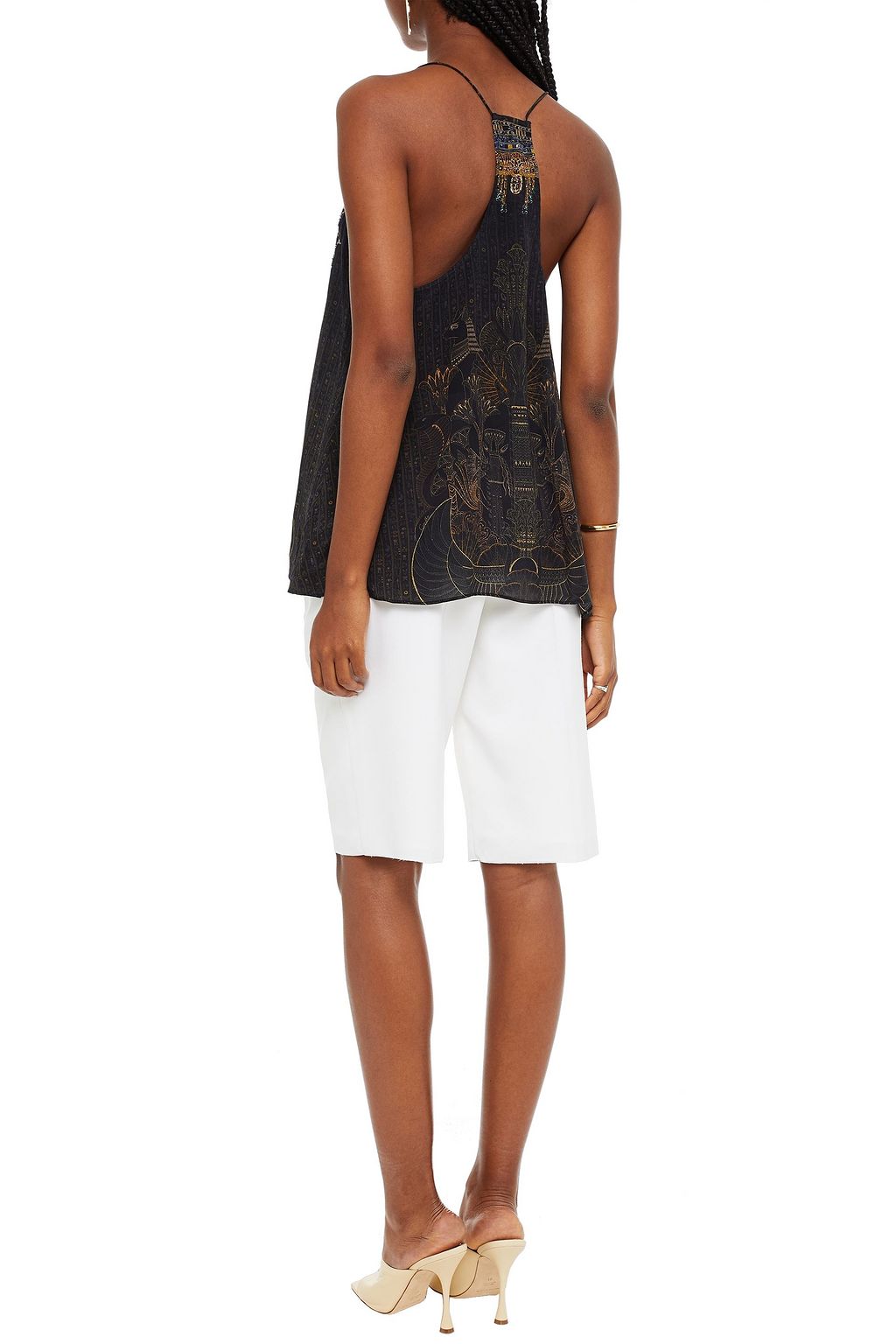 CAMILLA Crystal-embellished printed silk crepe de chine camisole