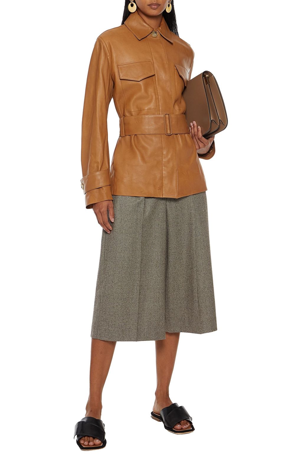 VINCE. Belted leather jacket