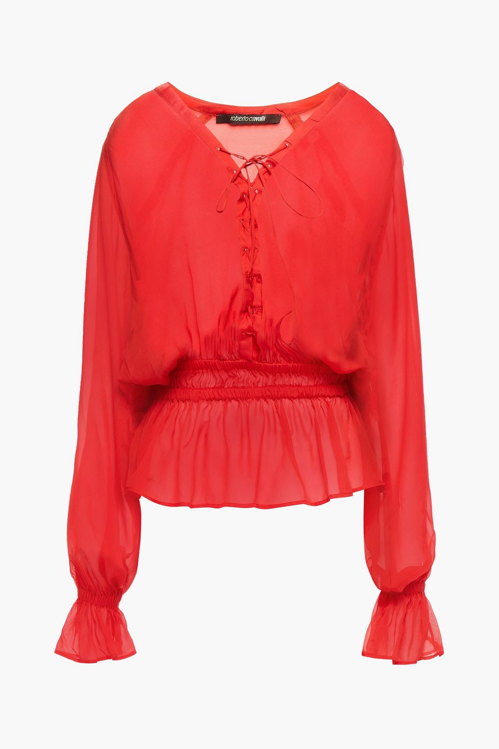 stromen Verdraaiing Beweging ROBERTO CAVALLI Lace-up silk-chiffon blouse | Sale up to 70% off | THE  OUTNET