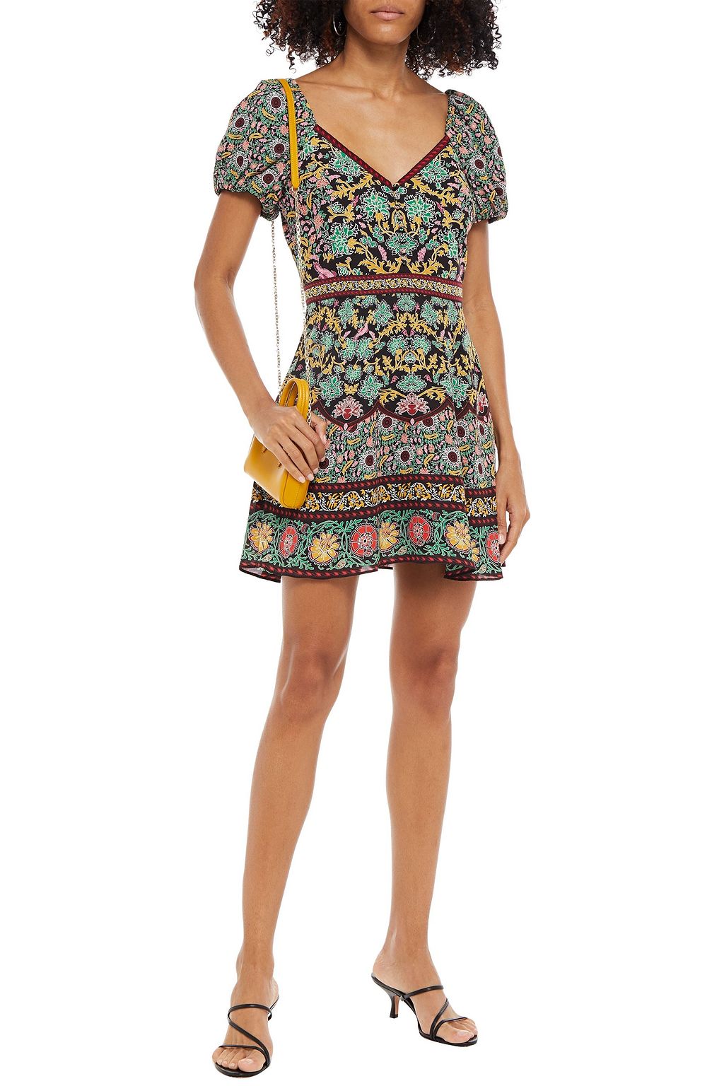 ALICE + OLIVIA Embellished printed georgette mini dress