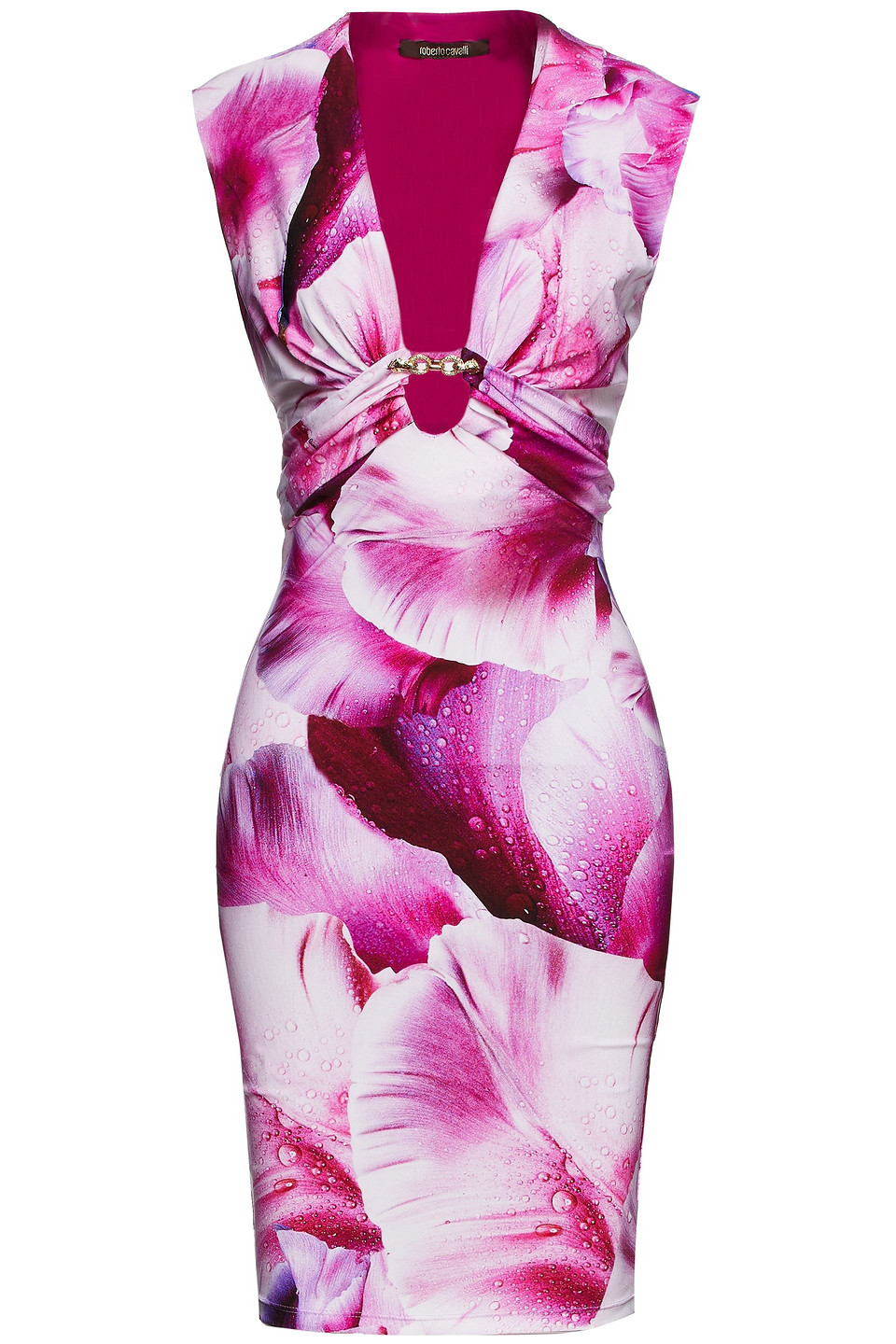 roberto cavalli - embellished floral-print jersey dress - purple - it 44
