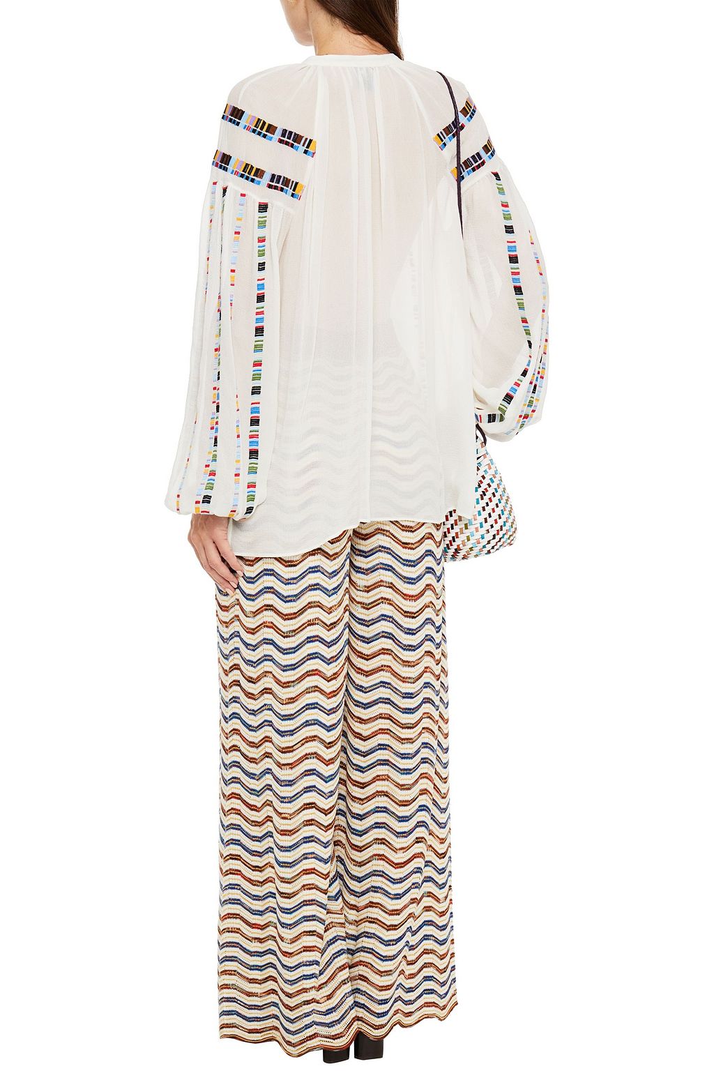 M MISSONI Crochet-knit wool-blend wide-leg pants