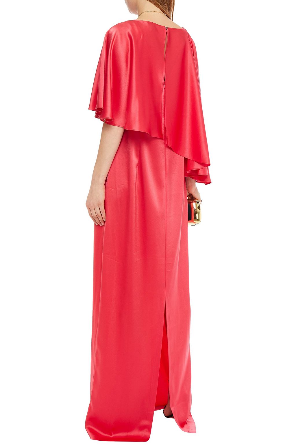 ST. JOHN Cape-effect satin gown