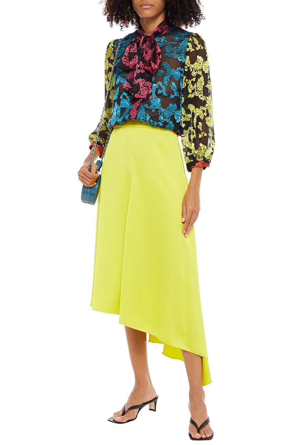 ALICE + OLIVIA Pussy-bow printed devoré-chiffon blouse