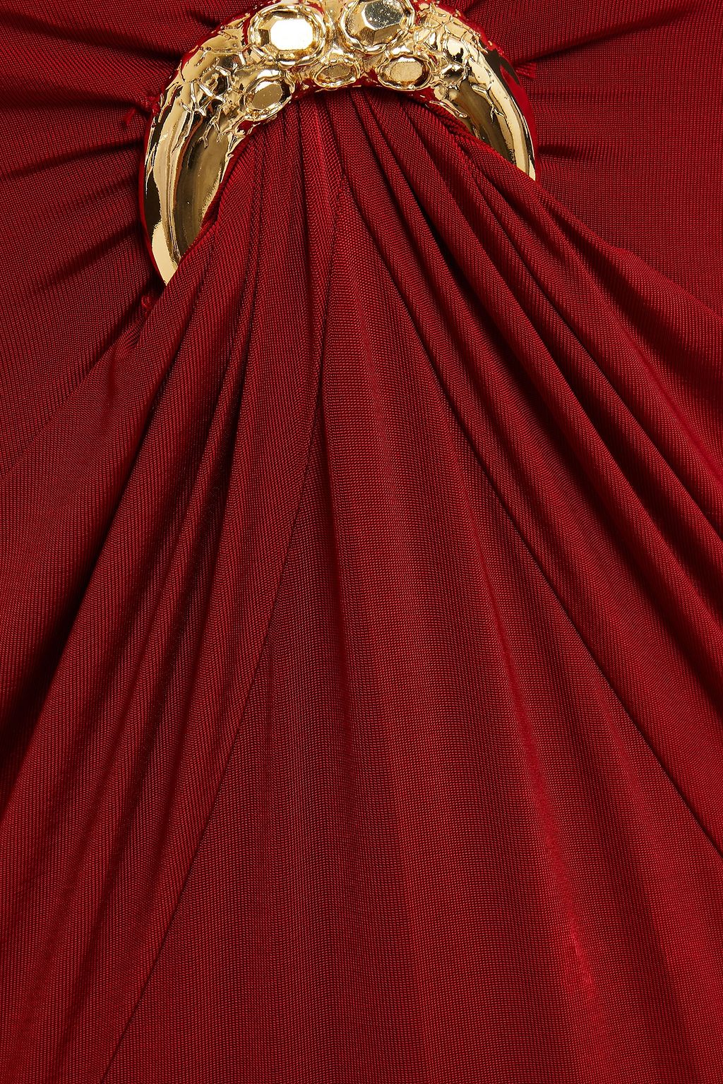 ROBERTO CAVALLI Appliquéd ruched stretch-jersey maxi dress