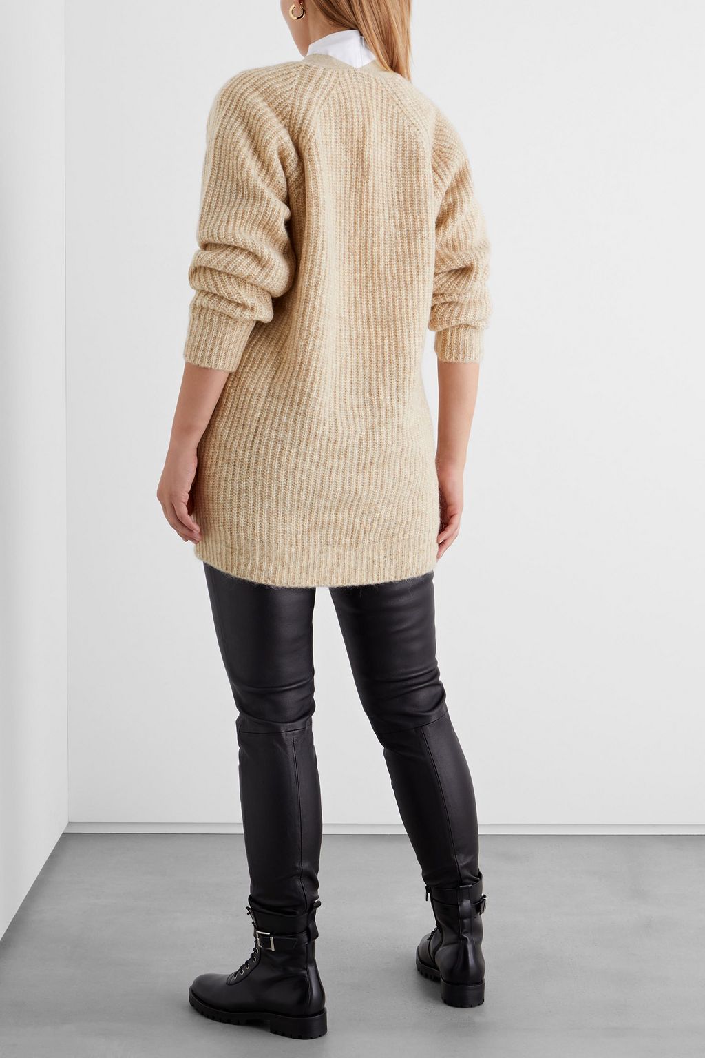 IRIS & INK Édelie ribbed alpaca, cotton and organic merino wool-blend cardigan