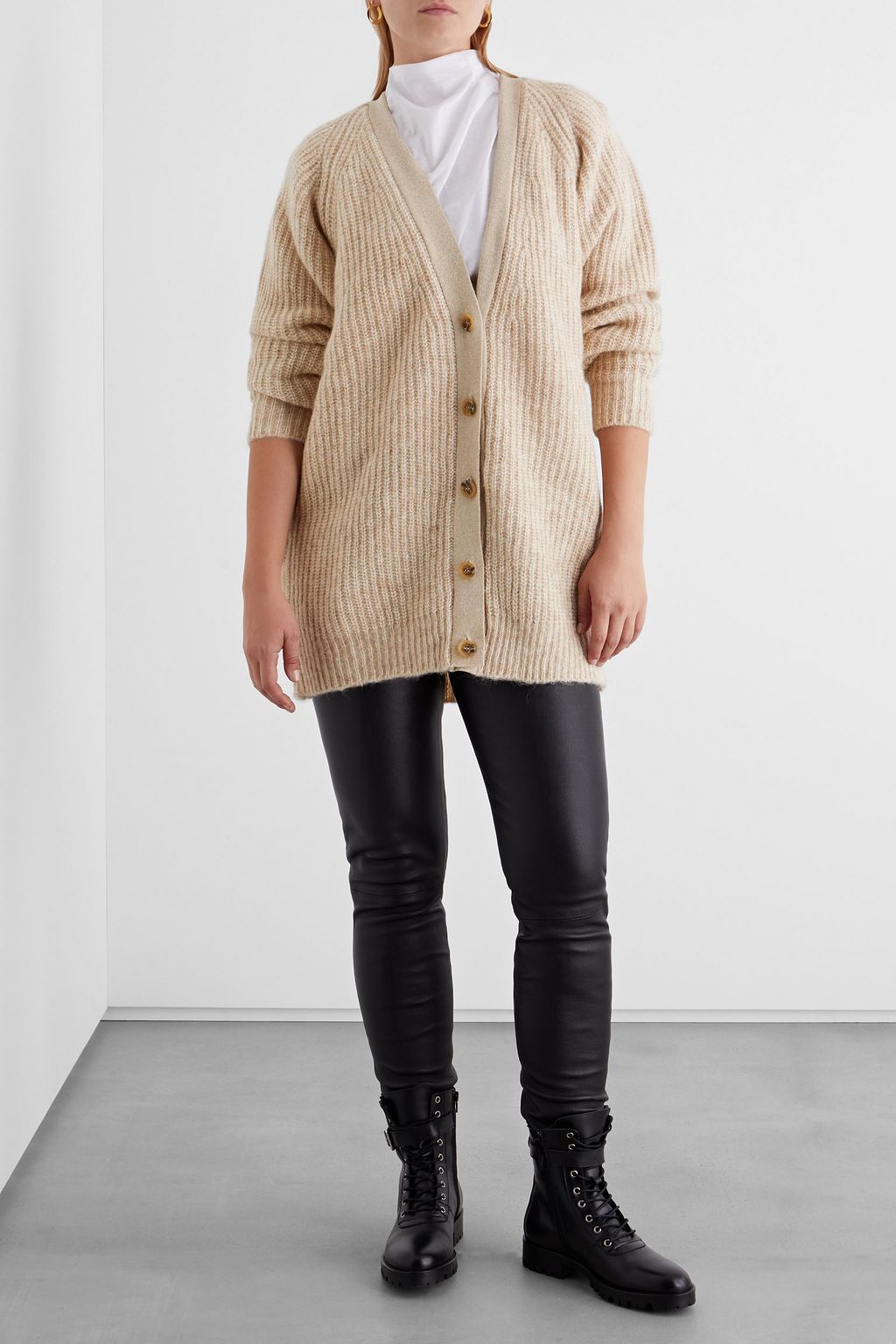 IRIS & INK Édelie ribbed alpaca, cotton and organic merino wool-blend cardigan