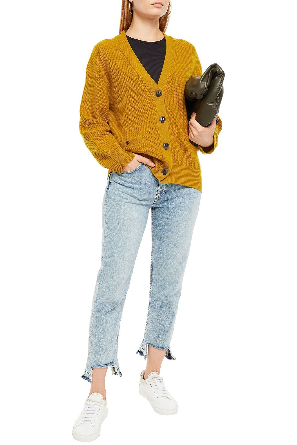 RAG & BONE Cropped distressed high-rise slim-leg jeans
