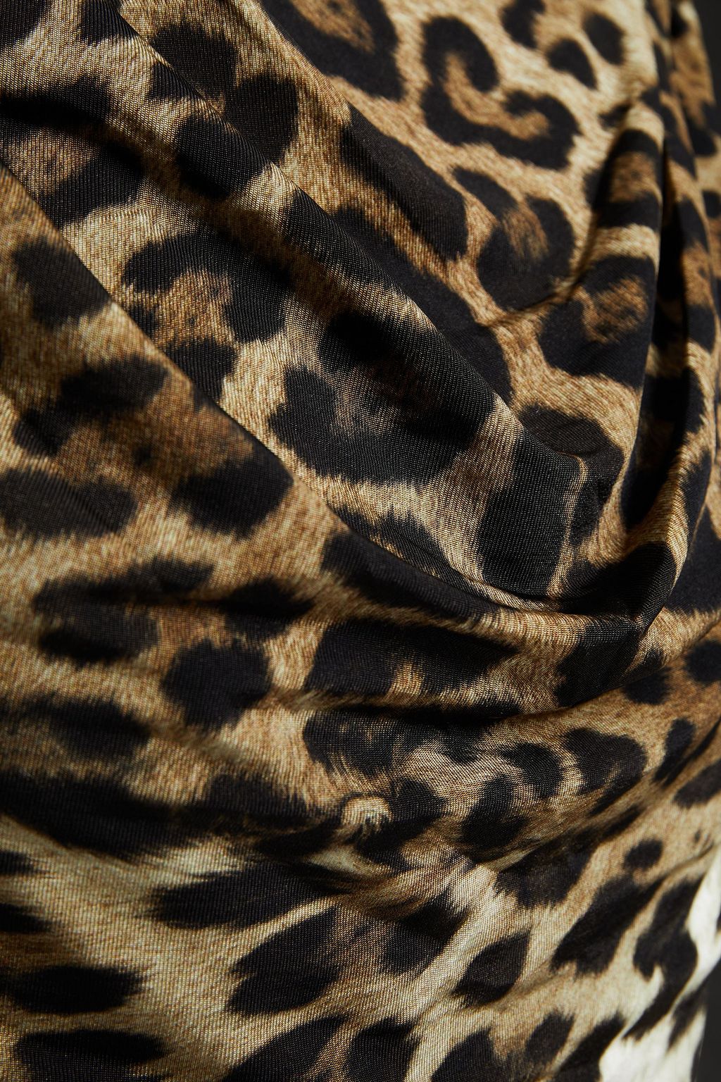 ROBERTO CAVALLI Draped ruched embellished leopard-print stretch-jersey top
