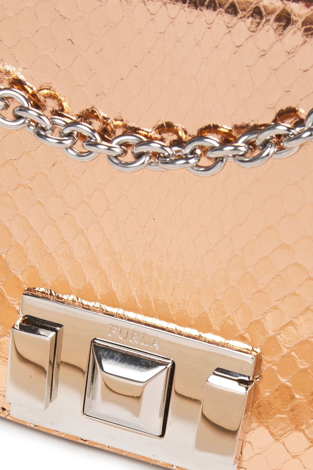 FURLA Mimi metallic ayers and leather shoulder bag