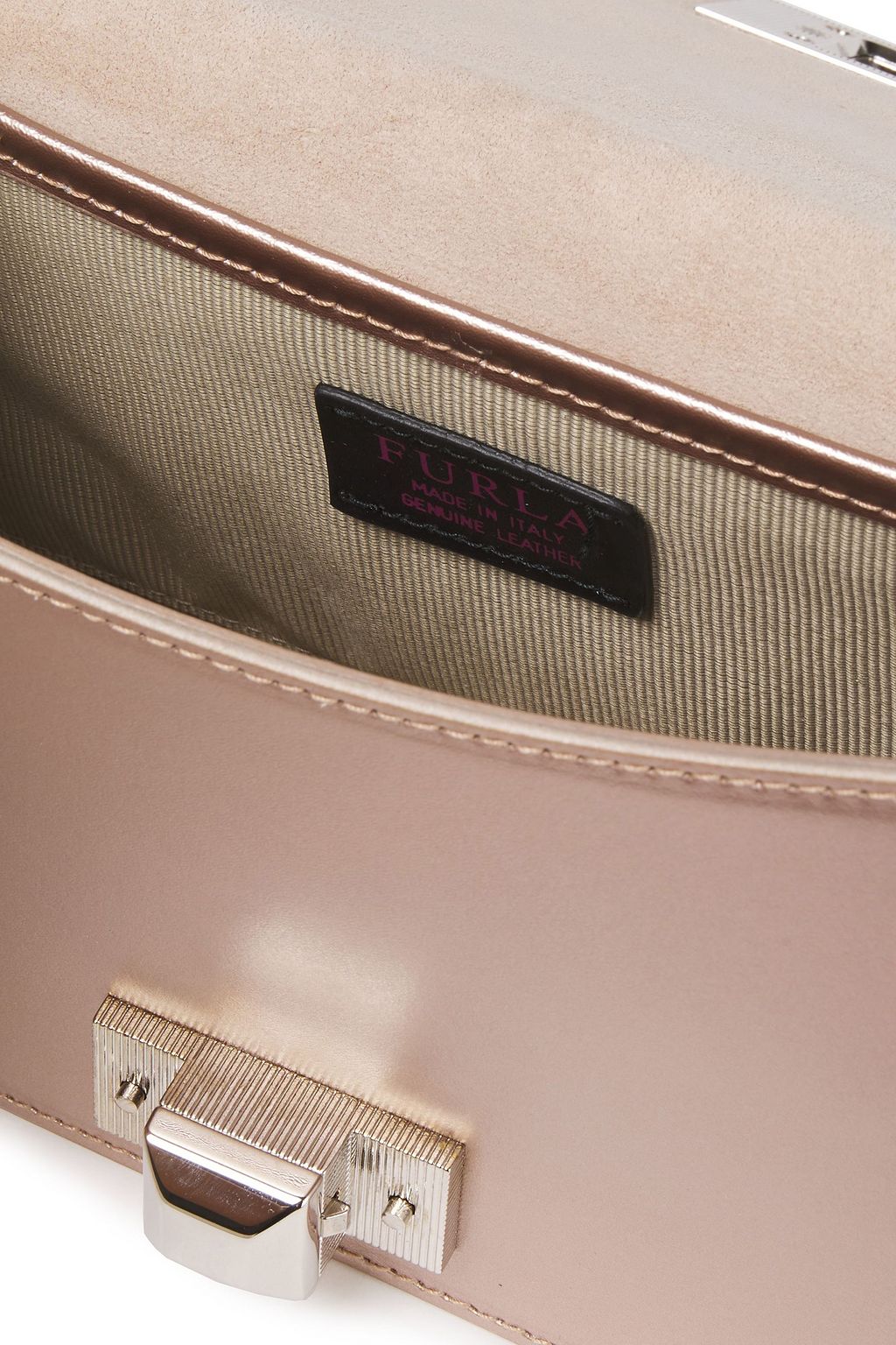 FURLA Mimi metallic ayers and leather shoulder bag
