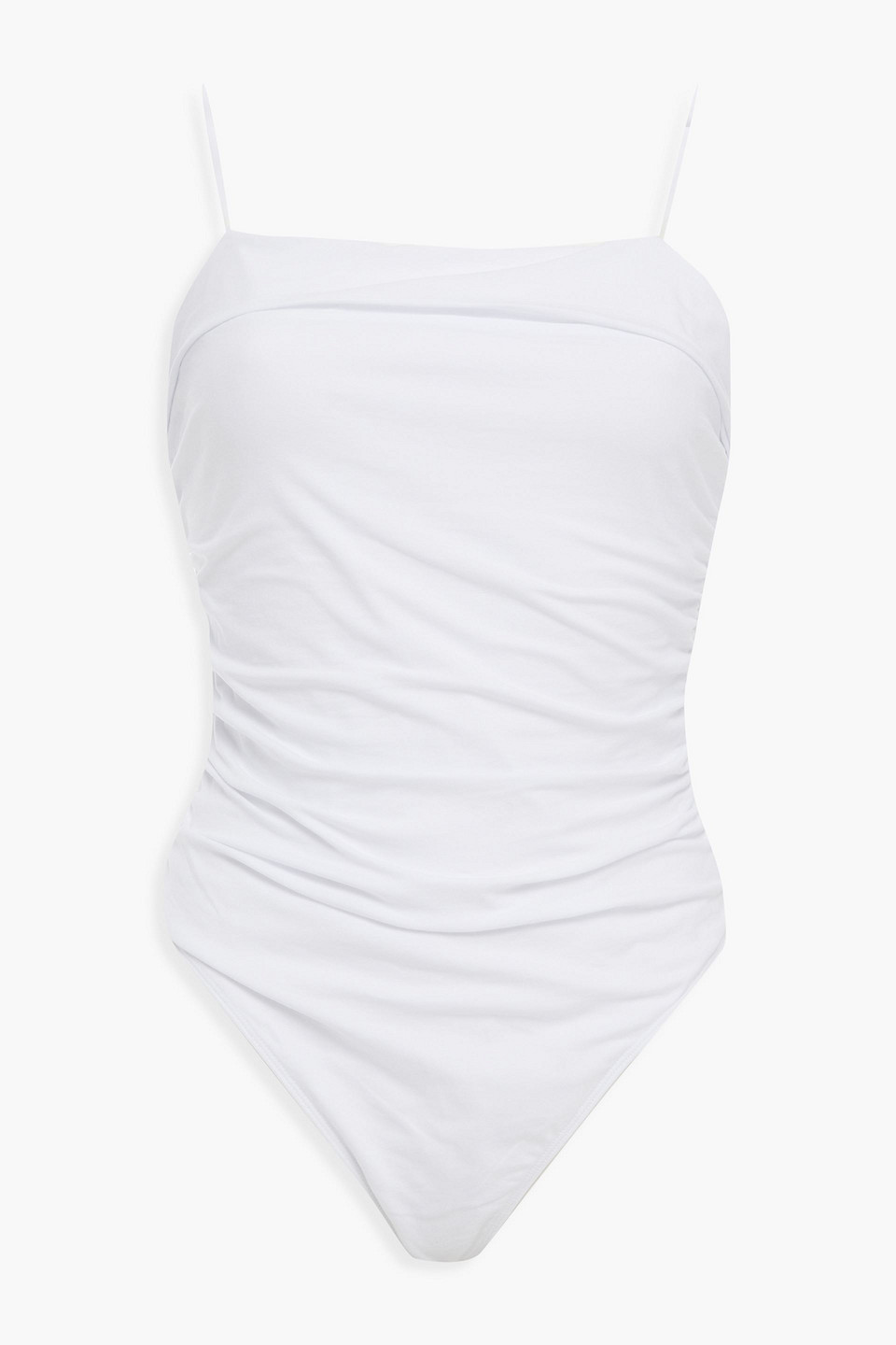 Alexander Wang T Ruched Cotton-jersey Bodysuit In White