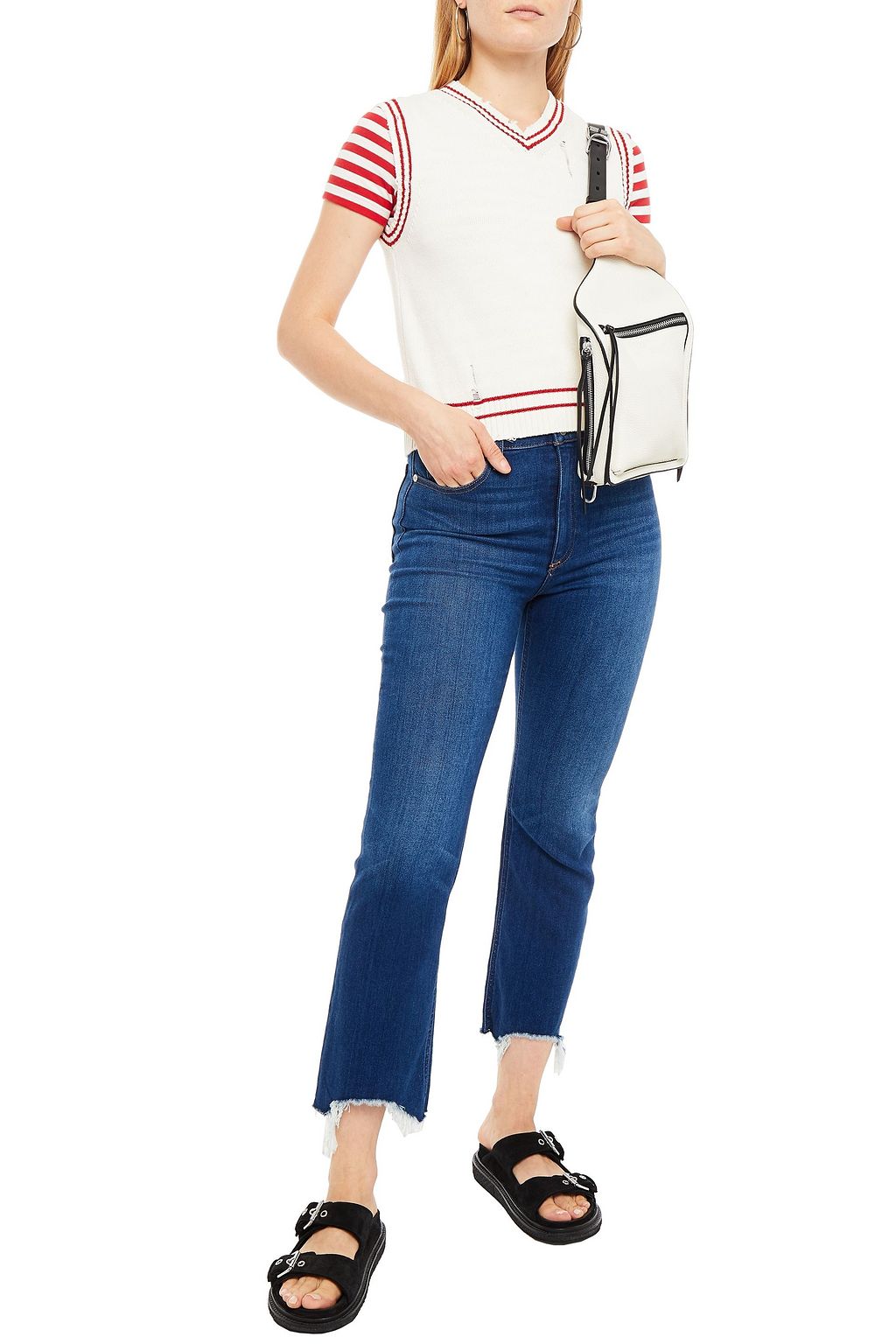 RAG & BONE Distressed high-rise kick-flare jeans