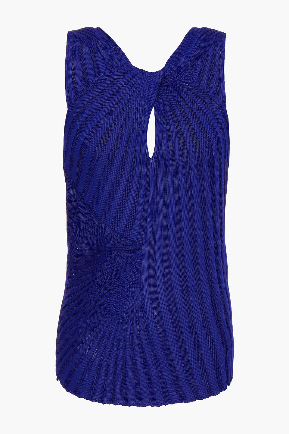 roberto cavalli - twist-front ribbed-knit top - blue - it 42