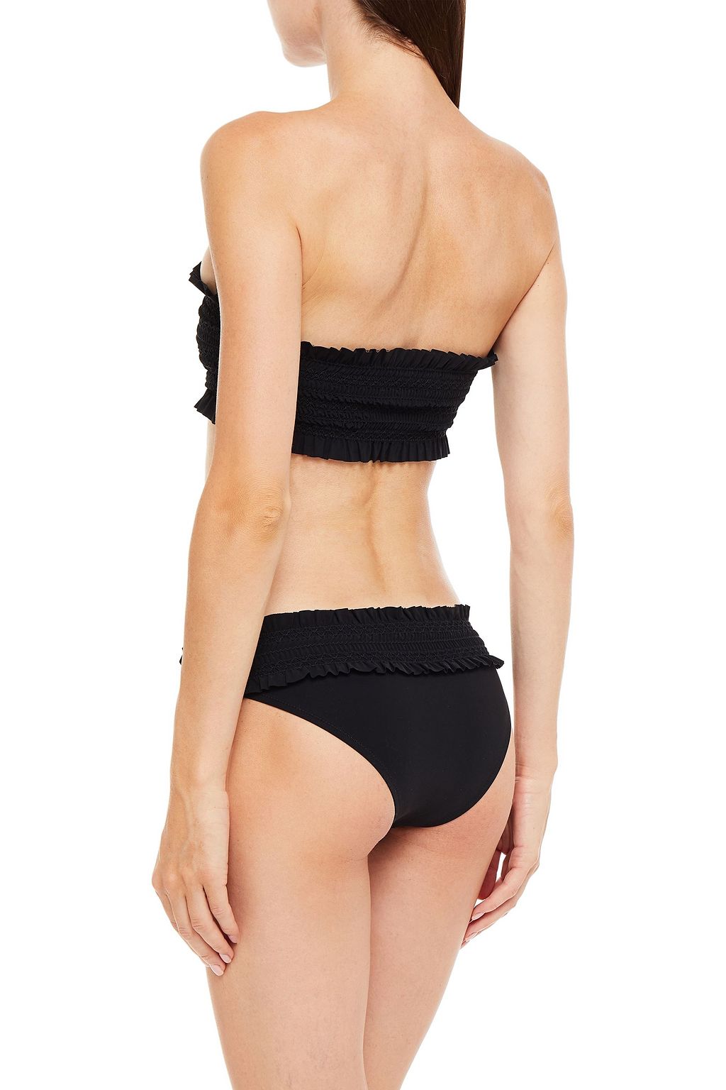 TORY BURCH Shirred ruffled mid-rise bikini briefs