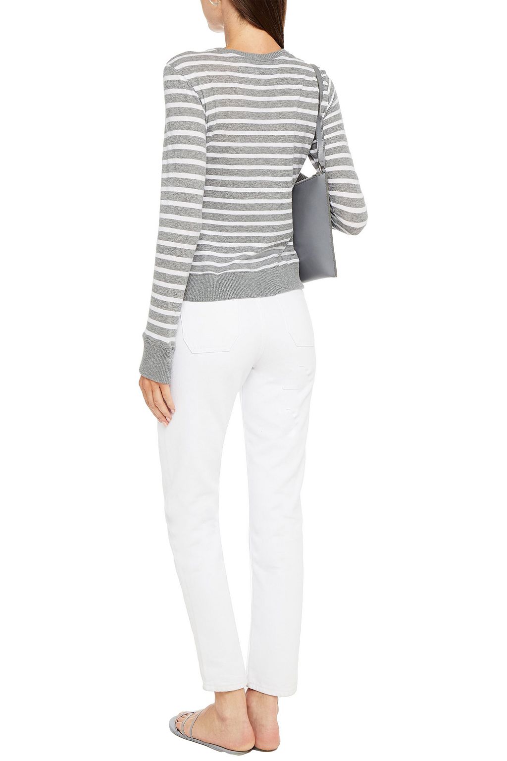 ENZA COSTA Striped cotton and cashmere-blend jersey top