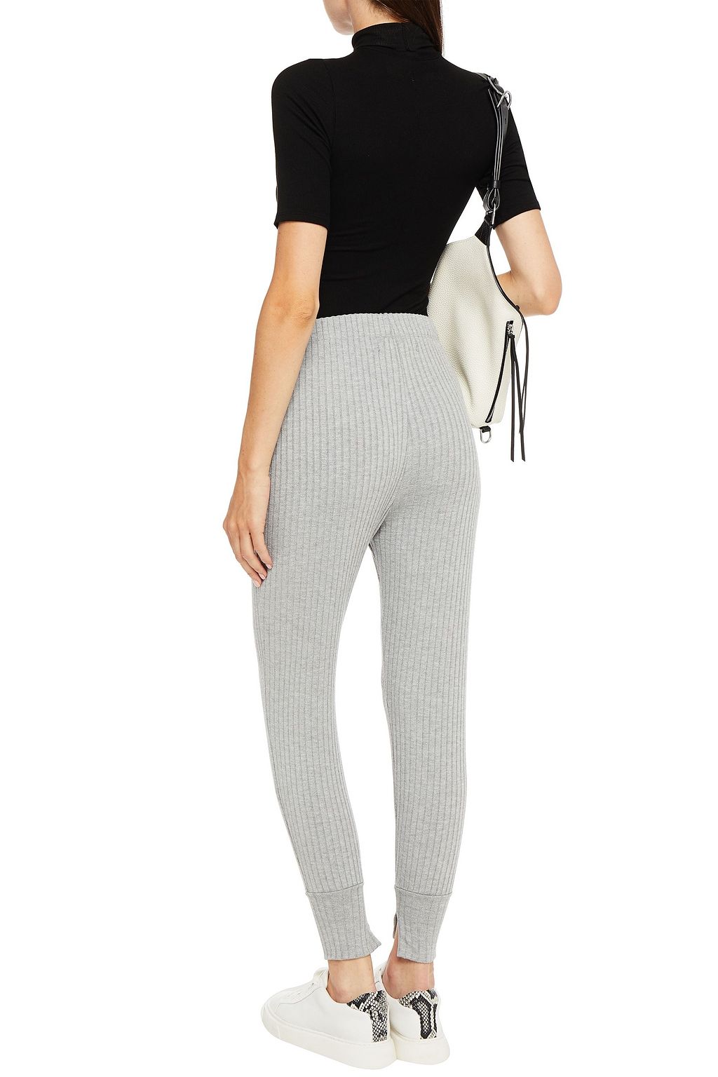 ENZA COSTA Mélange ribbed-knit track pants
