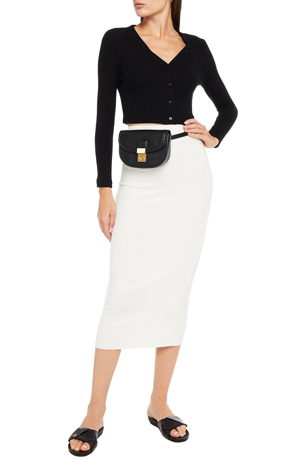 ENZA COSTA Ribbed-knit cardigan