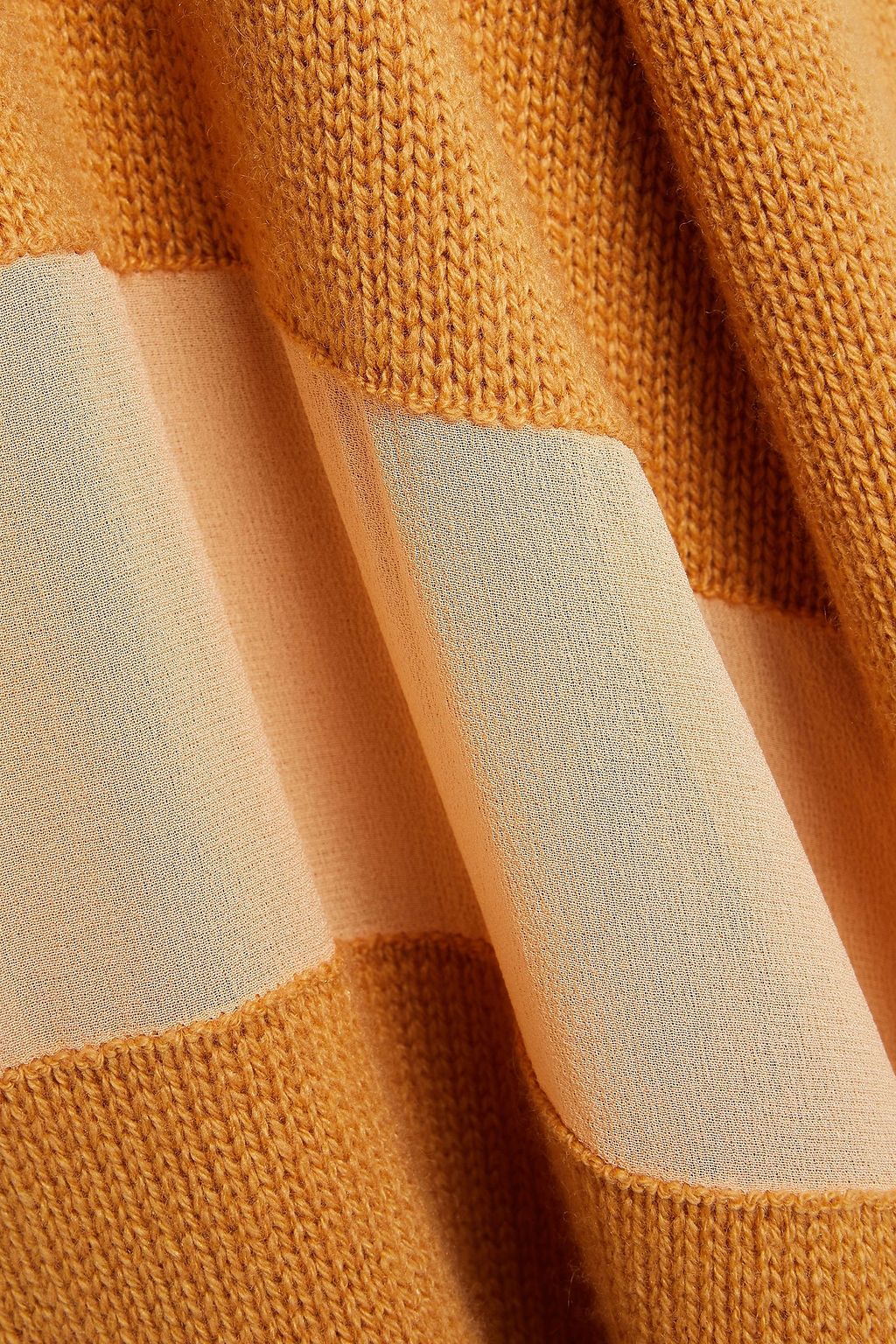 CHLOÉ Paneled wool, silk and cashmere-blend mini dress