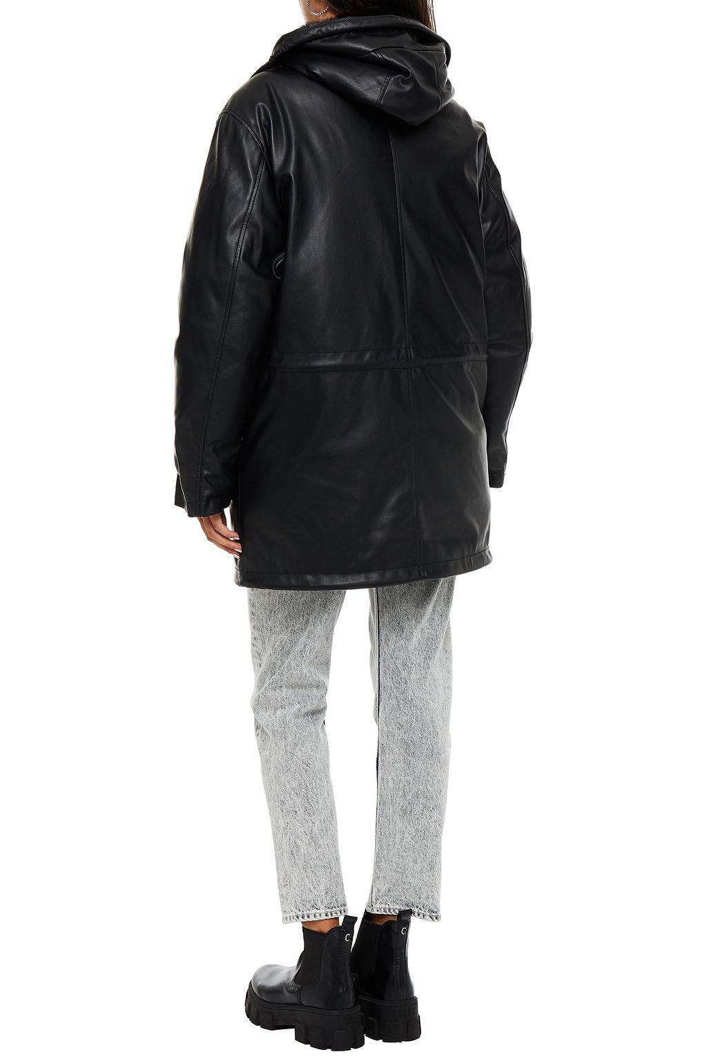 ALEXANDER WANG Faux leather hooded down parka