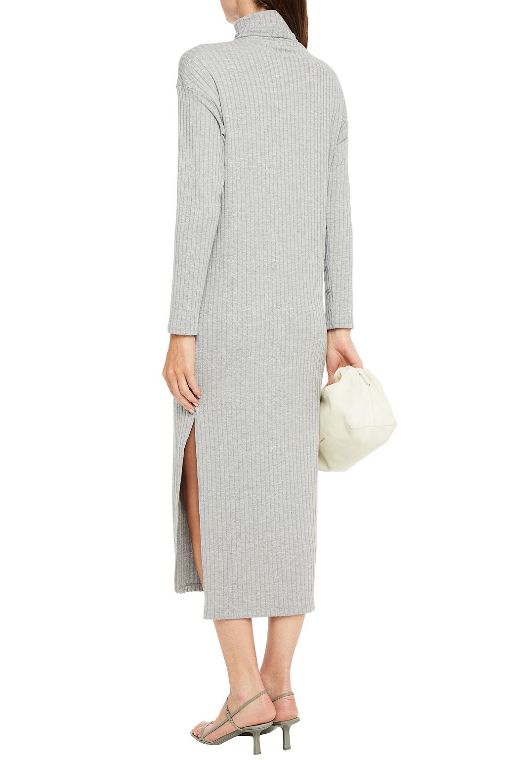 ENZA COSTA Ribbed-knit turtleneck midi dress