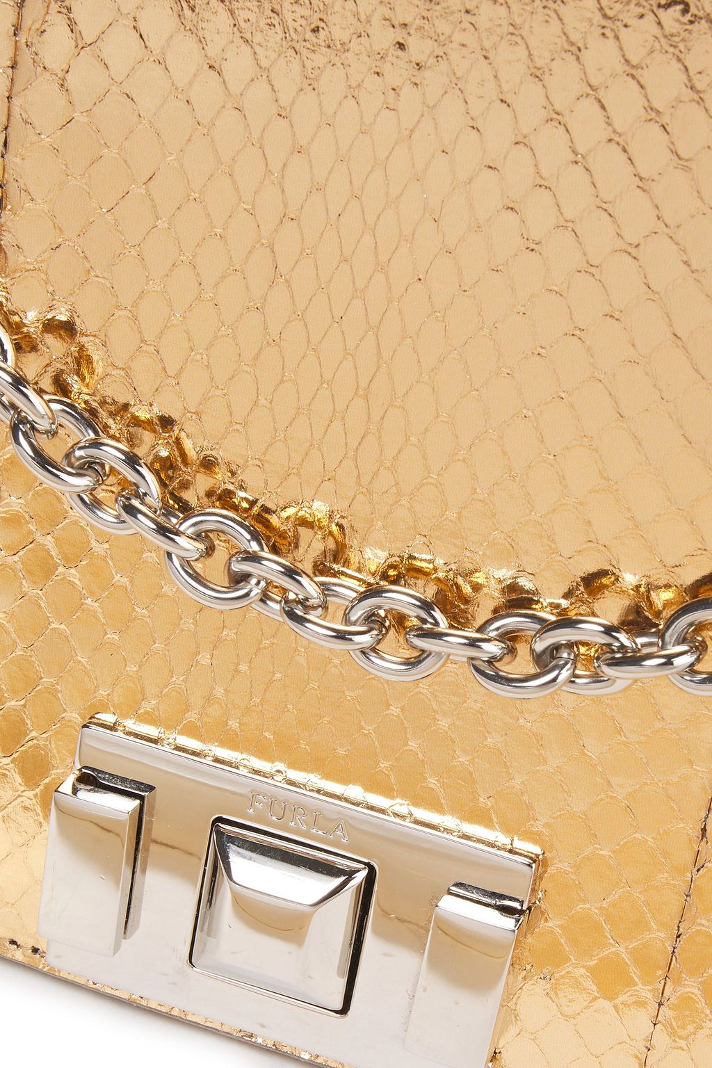 FURLA Mimi leather and metallic ayers shoulder bag