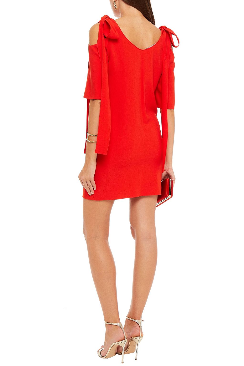 STELLA MCCARTNEY Bow-detailed cold-shoulder crepe mini dress