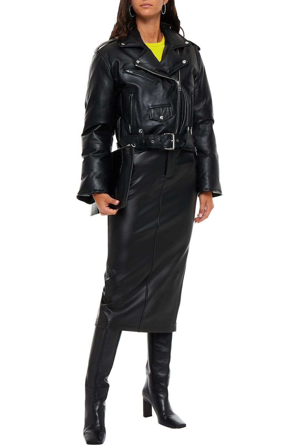 ALEXANDER WANG Leather down biker jacket
