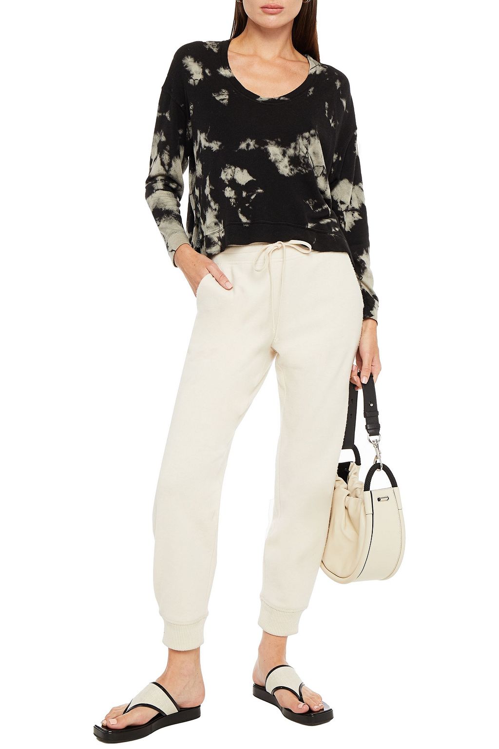 ENZA COSTA Tie-dyed Tencel, silk and cashmere-blend sweatshirt