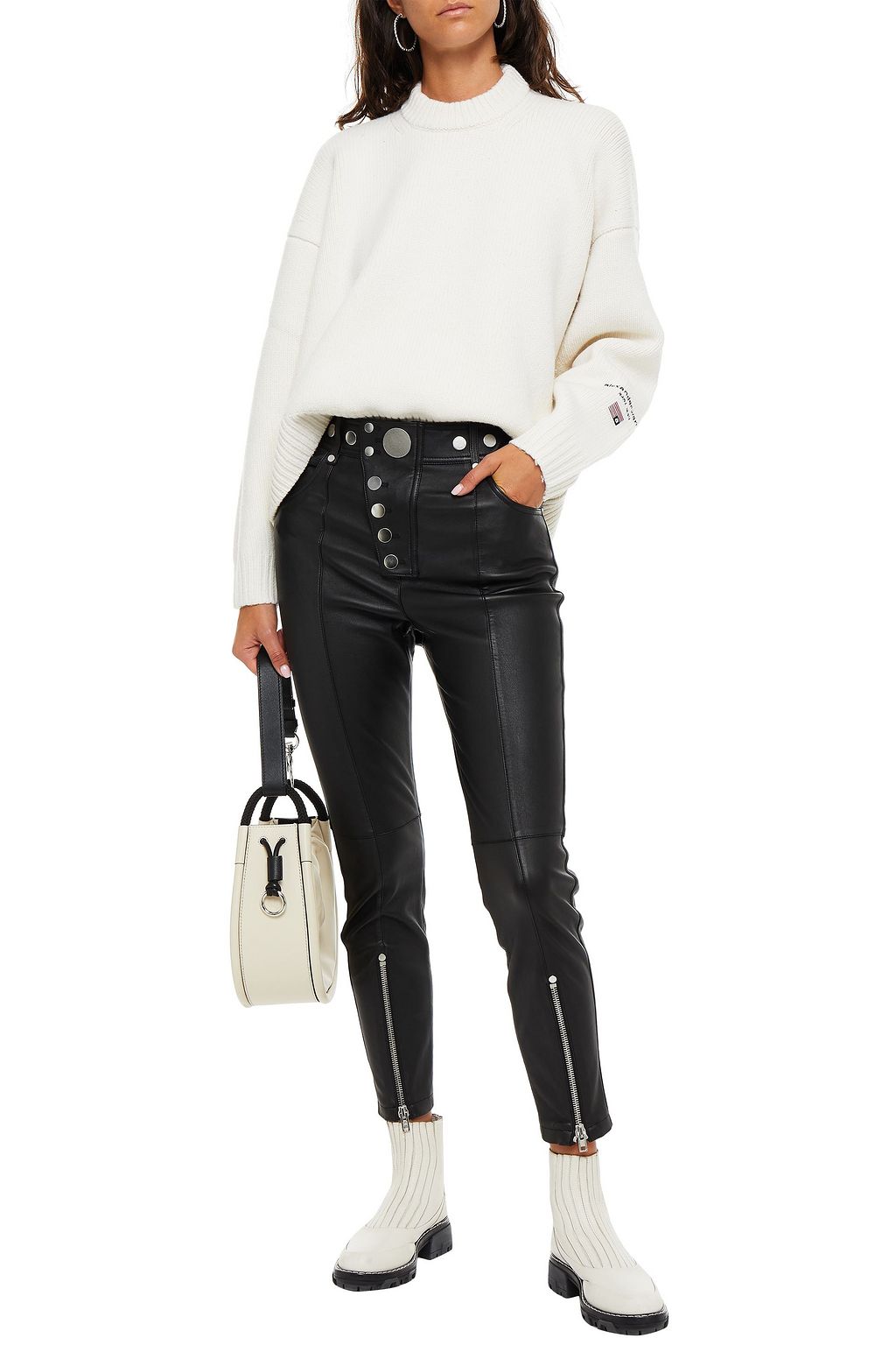 ALEXANDER WANG Embellished leather skinny pants
